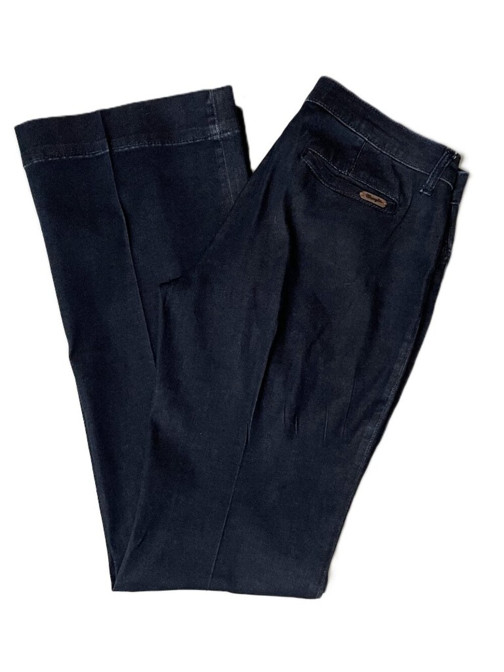 Wrangler Retro Mae Jeans Women Sz 11/12 x 34 Mid-Rise Wide-Leg Trouser Dark Wash